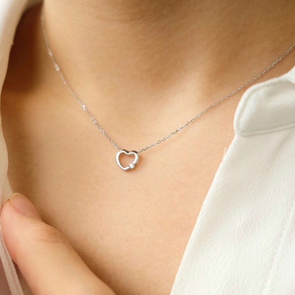 Heart Crystal Dainty Necklace | Sterling Silver